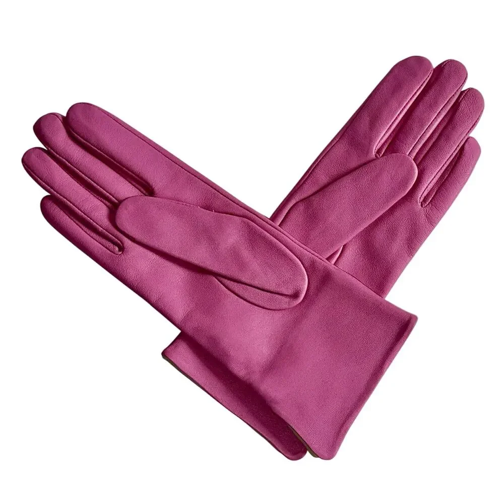 Frances Valentine Luisa Asterisk Leather Gloves ~ Pink (M)